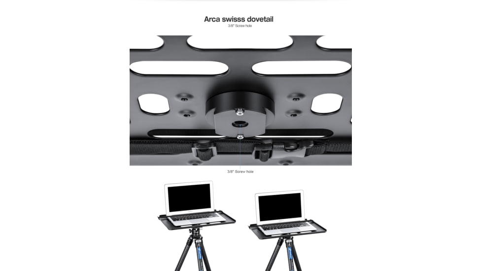 Leofoto LCH-2S 16 Laptop/Projector Tray/Combined w/ Tripod 3/8 Mounting Socket/Arca Swiss Dovetail, Black, LCH-2S