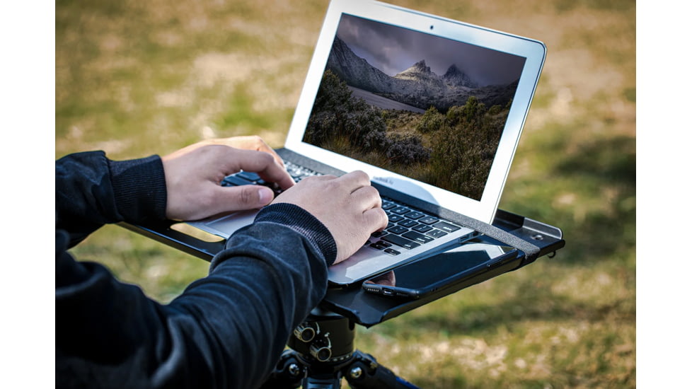 Leofoto LCH-2S 16'' Laptop/Projector Tray/Combined w/ Tripod 3/8'' Mounting Socket/Arca Swiss Dovetail, Black, LCH-2S