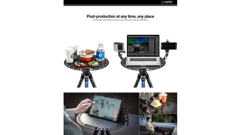 Leofoto LCH-4 Multi-Functional Folding Tray, Arca, 1/4, 3/8, Black, LCH-4