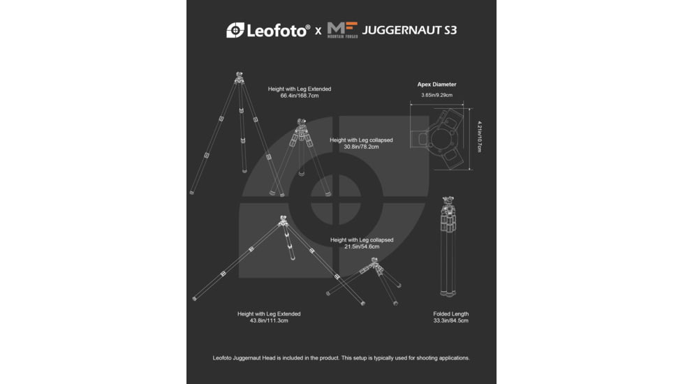 Leofoto Juggernaut S3 3-Section Inverted Precision Shooting Tripod Kit