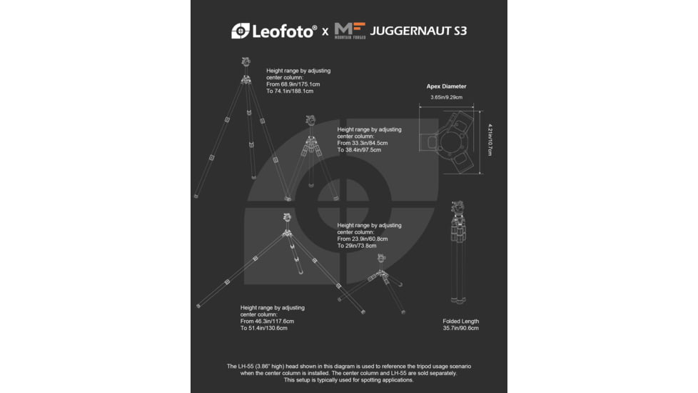 Leofoto Juggernaut S3 3-Section Inverted Precision Shooting Tripod Kit
