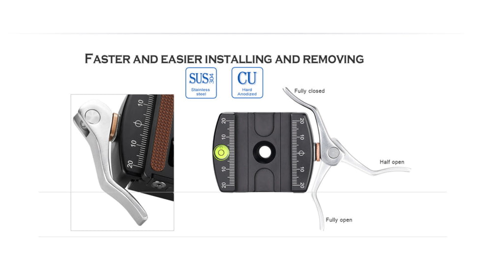 Leofoto LH-30LR Ball Head w/ LR-50 Lever-Release Clamp, Arca, Black, LH-30LR