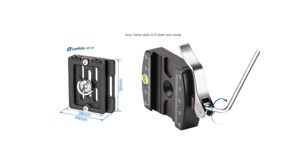 Leofoto LH-36LR Ball Head w/ LR-50 Lever Release Clamp, Arca, Black, LH-36LR