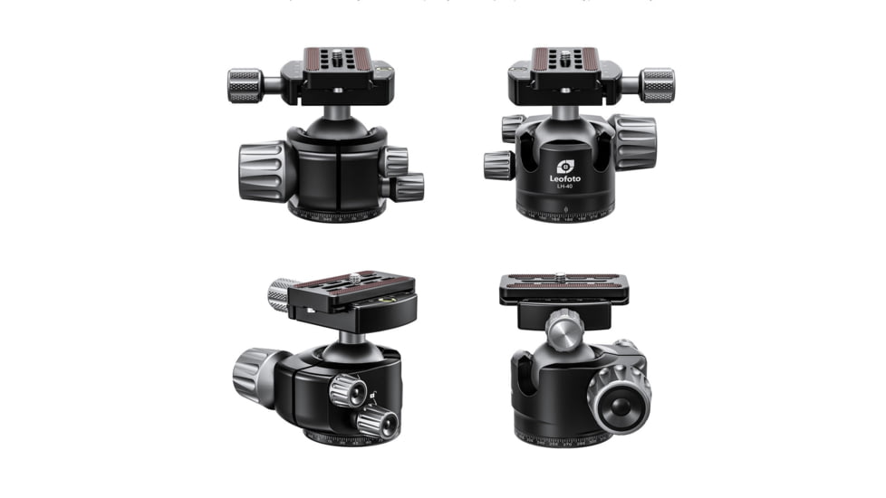 Leofoto LH-40 Series Low Profile Ball Head &amp; QR Plate, Arca, Black, LH-40