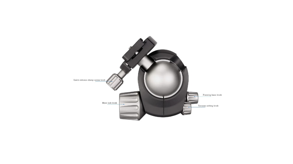 Leofoto LH-40 Series Low Profile Ball Head &amp; QR Plate, Arca, Black, LH-40