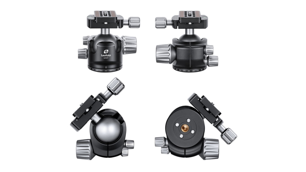 Leofoto LH-47 Series Low Profile Ball Head &amp; QR Plate, Arca, Black, LH-47