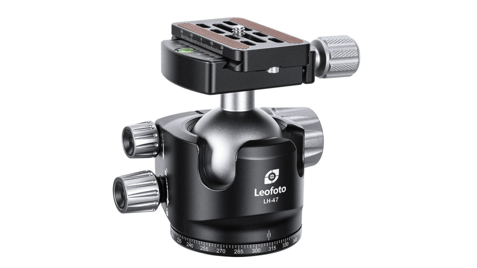 Leofoto LH-47 Series Low Profile Ball Head &amp; QR Plate, Arca, Black, LH-47