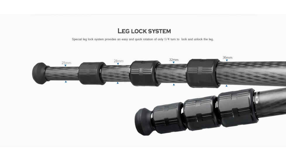 Leofoto LN-364C Heavy Duty Tripod w/ 75mm Bowl/Platform &amp; Bag - Ball Head Kit, Black, LN-364C+LH-55