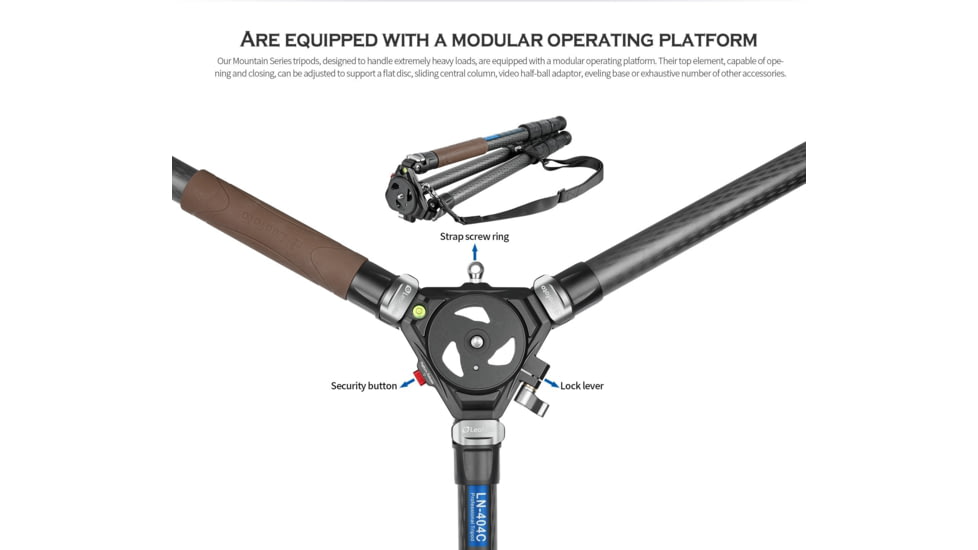 Leofoto LN-404C Heavy Duty Tripod w/ 100mm Bowl/Platform &amp; Bag, Black, LN-404C