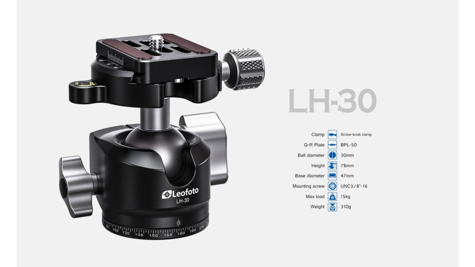 Leofoto LS-284C/LH-30LR X Version Ranger Series Tripod w/Ballhead Set, Black, LS-284CX+LH-30LR