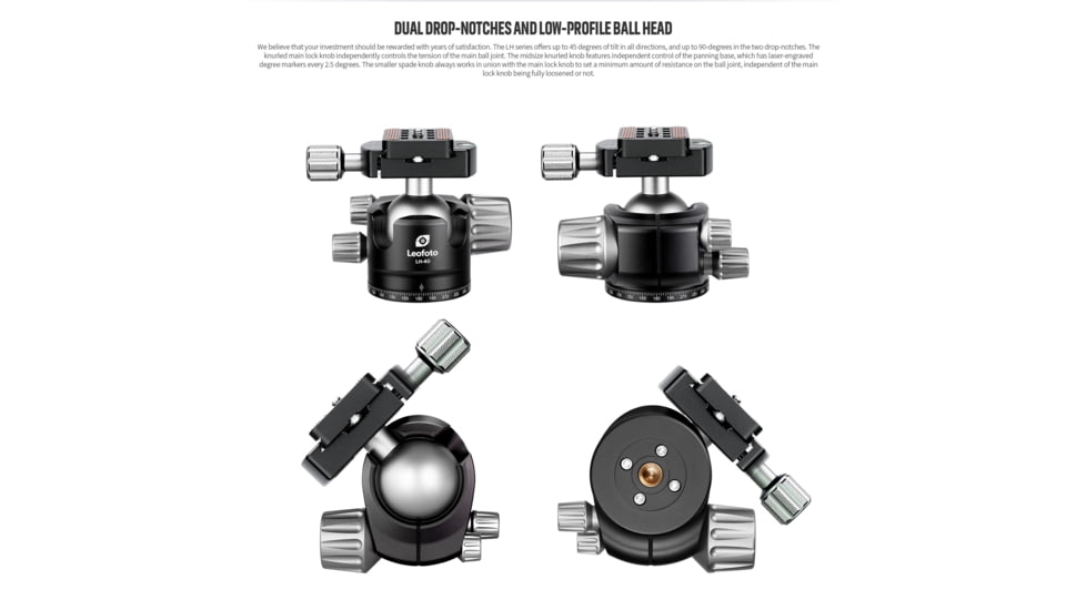 Leofoto LS-324C X Version Ranger Series Tripod / Ballhead Set - LS-324CX/LH-40LR, Black, LS-324CX+LH-40LR