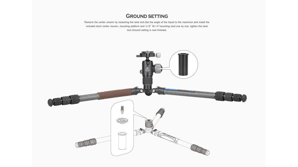 Leofoto LX-225CT/XB-32Q Reversible Travel Tripod w/ Ball Head Set, Black, LX-225CT+XB-32Q