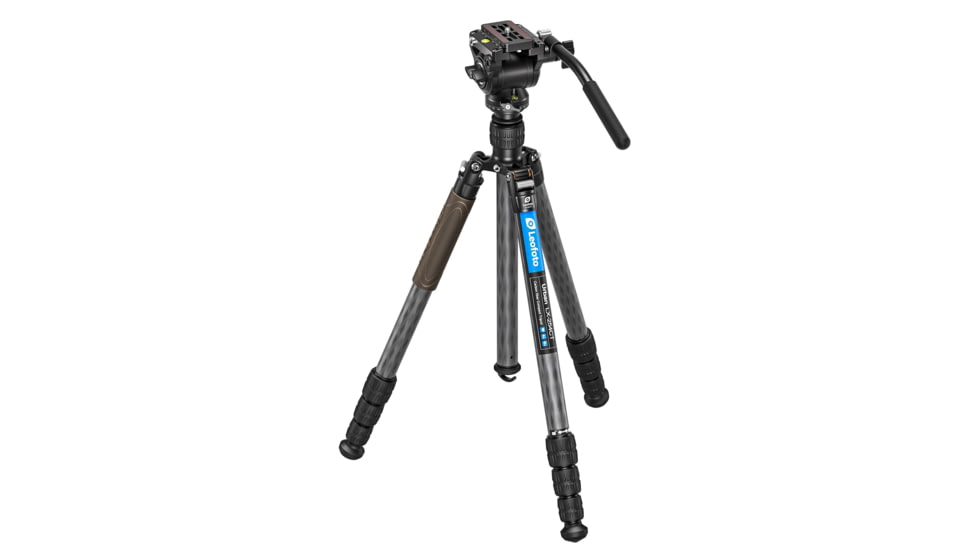 Leofoto LX-254CT/BV-5B Reversible Travel Tripod w/ Bino Fluid Head Kit, Black, LX-254CT+BV-5B