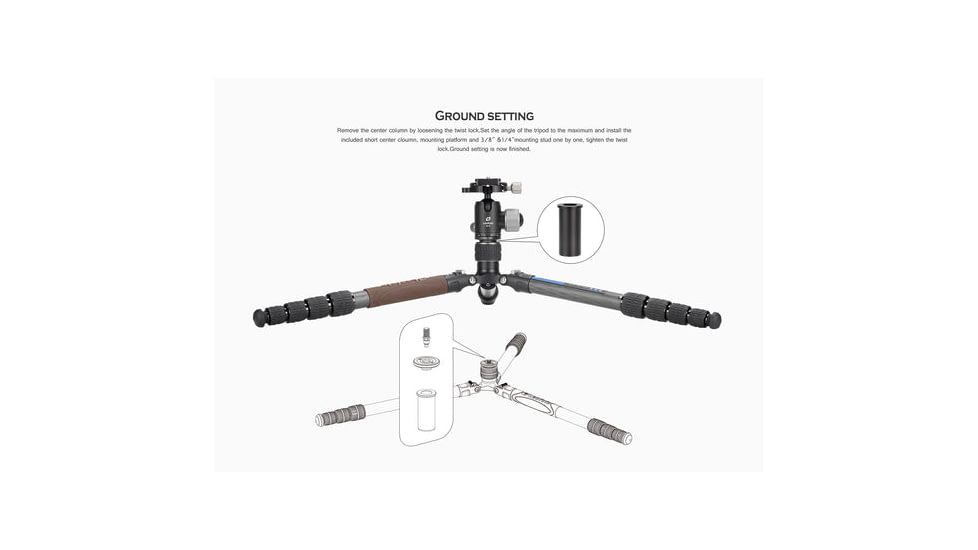 Leofoto LX-255CT/XB-32 Reversible Travel Tripod w/ Ball Head Set, Black, LX-255CT+XB-32