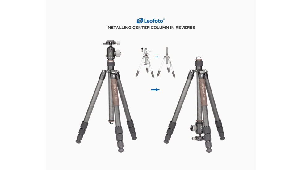 Leofoto LX-284CT/XB-38 Reversible Travel Tripod w/ Ball Head Set, Black, LX-284CT+XB-38