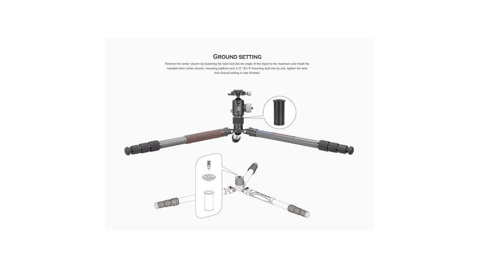 Leofoto LX-284CT/XB-38 Reversible Travel Tripod w/ Ball Head Set, Black, LX-284CT+XB-38
