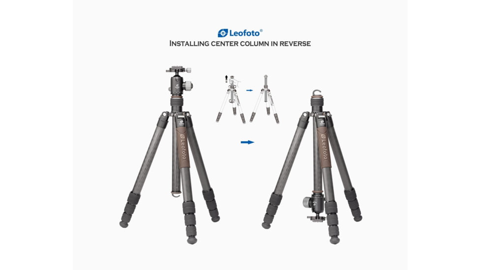 Leofoto LX-324CT/XB-38 Reversible Travel Tripod w/ Ball Head, Black, LX-324CT+XB-38