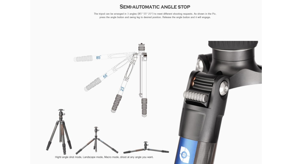 Leofoto LX-324CT/XB-38 Reversible Travel Tripod w/ Ball Head, Black, LX-324CT+XB-38