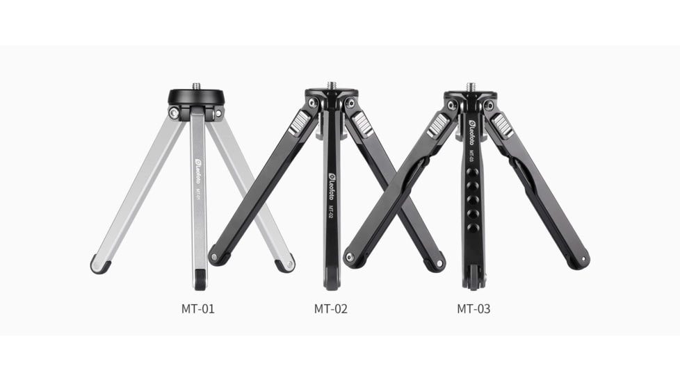 Leofoto MT-02 Aluminum Mini Table Top Tripod w/ Ball Head Kit, Black, MT-02+LH-25