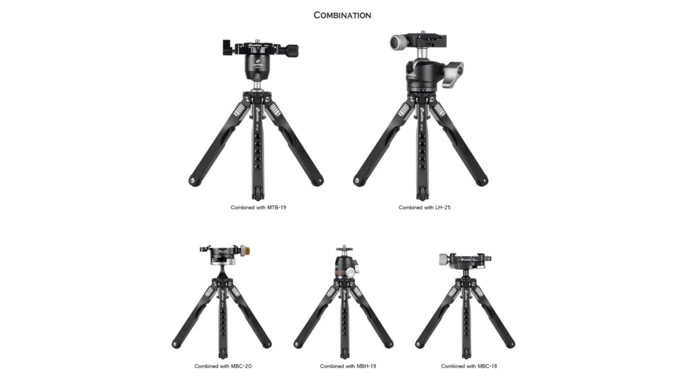 Leofoto MT-03/LH-25 Mini Tripod w/ Mini Ball Head Kit and Bag, Black, MT-03+LH-25