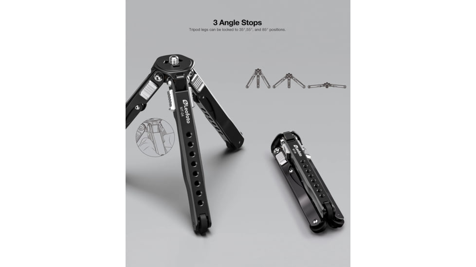 Leofoto MT-04 Folding Aluminum Mini Tripod w/ Bag, Black, MT-04