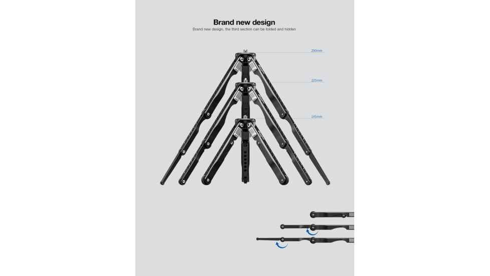 Leofoto MT-04 Folding Aluminum Mini Tripod w/ Bag, Black, MT-04