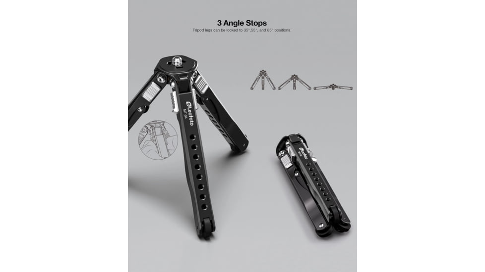 Leofoto MT-04/LH-30 Folding Aluminum Mini Tripod w/ Ball Head Set and Bag, Black, MT-04+LH-30