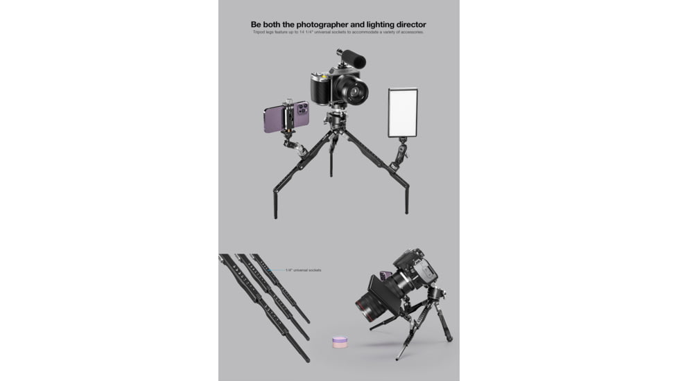 Leofoto MT-04/LH-30 Folding Aluminum Mini Tripod w/ Ball Head Set and Bag, Black, MT-04+LH-30