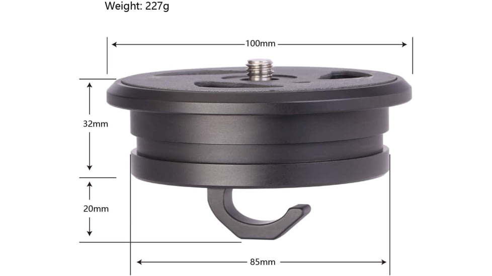 Leofoto TP-75 3/8 Flat Top Plate Adapter for 75mm Bowl, Black, TP-75