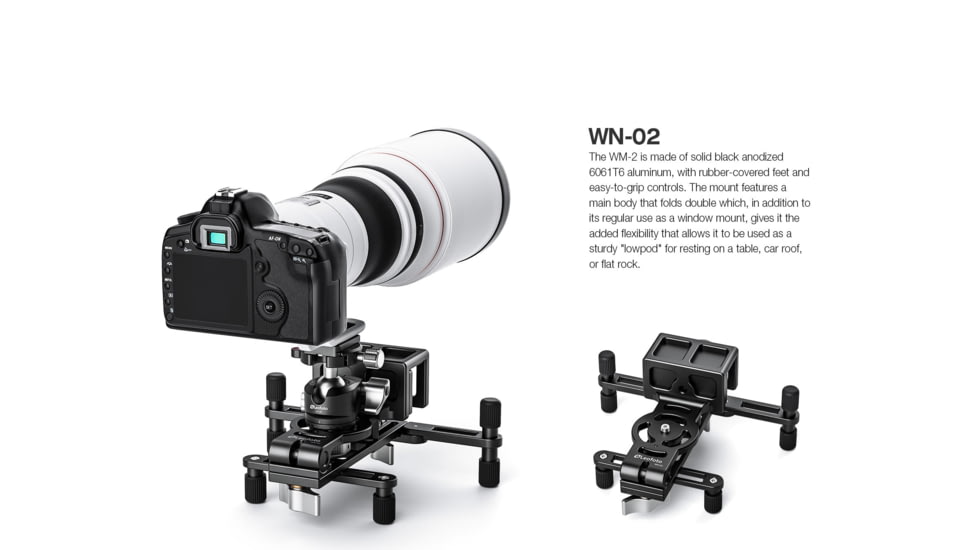 Leofoto WN-02 Multi-Purpose Window Mount for Binoculars/Lens and Camera, Black, WN-02