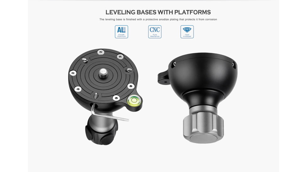 Leofoto YB-75LP Leveling Base w/ Handle for 75mm Bowl - 3/8'', Black, YB-75LP