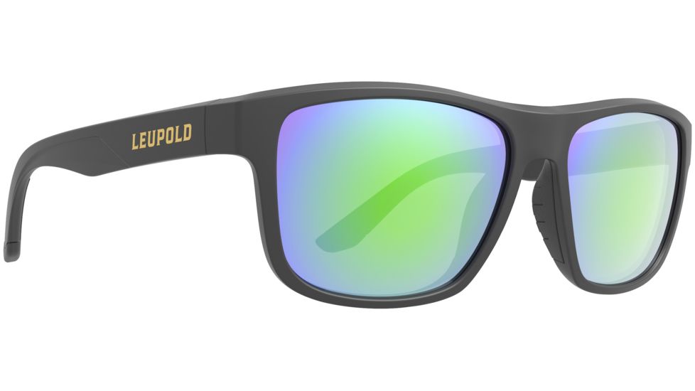 Leupold Katmai Sunglasses, Matte Black Frame, Square Emerald Mirror Lens, Polarized, Narrow-Regular, 179099