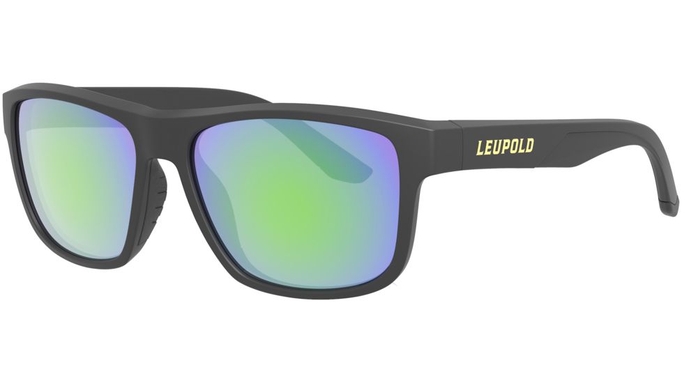 Leupold Katmai Sunglasses, Matte Black Frame, Square Emerald Mirror Lens, Polarized, Narrow-Regular, 179099