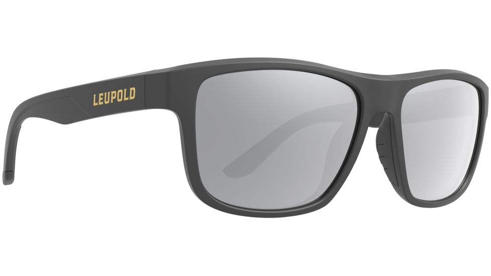Leupold Katmai Sunglasses, Matte Black Frame, Square Shadow Gray Flash Lens, Polarized, Narrow-Regular, 179097
