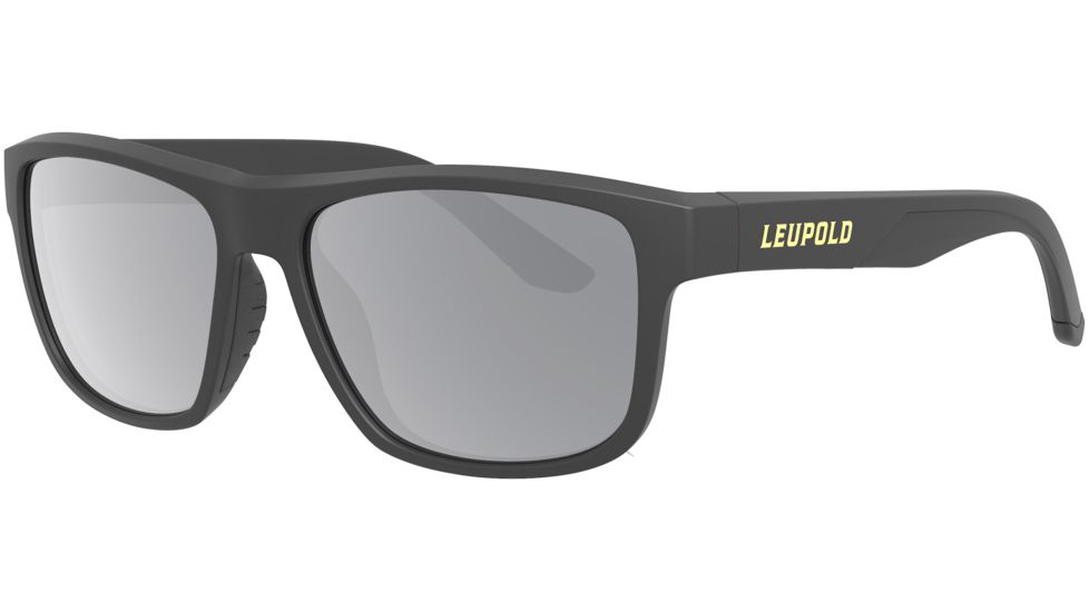 Leupold Katmai Sunglasses, Matte Black Frame, Square Shadow Gray Flash Lens, Polarized, Narrow-Regular, 179097
