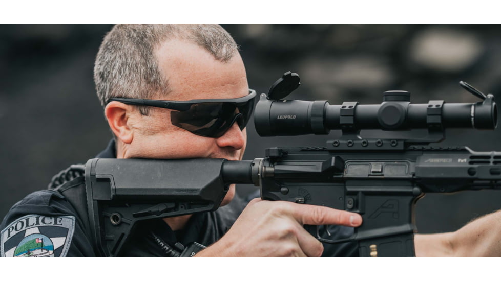 Leupold Sentinel Shooting Glasses, Matte Black Frame, Shadow Gray Flash Lens, 182669