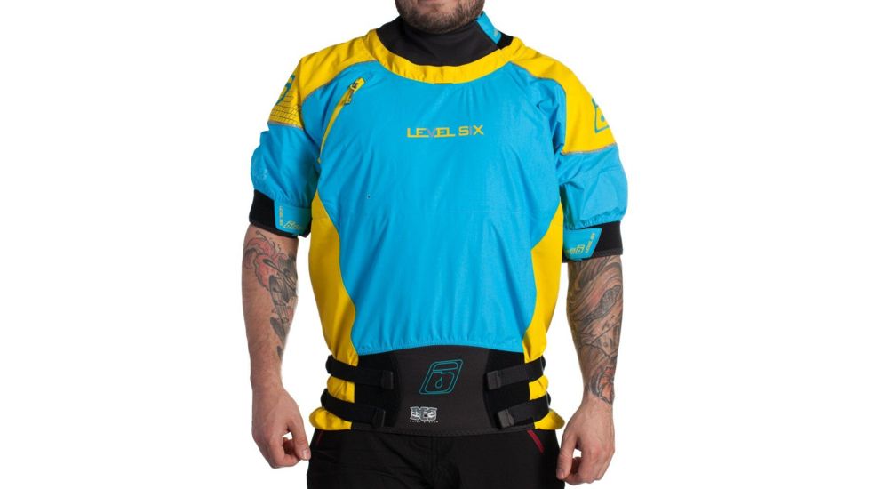 Level Six Mens Chochee 3 Layer Short Sleeve Dry Top, Steel Blue/Bright Yellow, Extra Small, GMT-CHOC-ST-XS