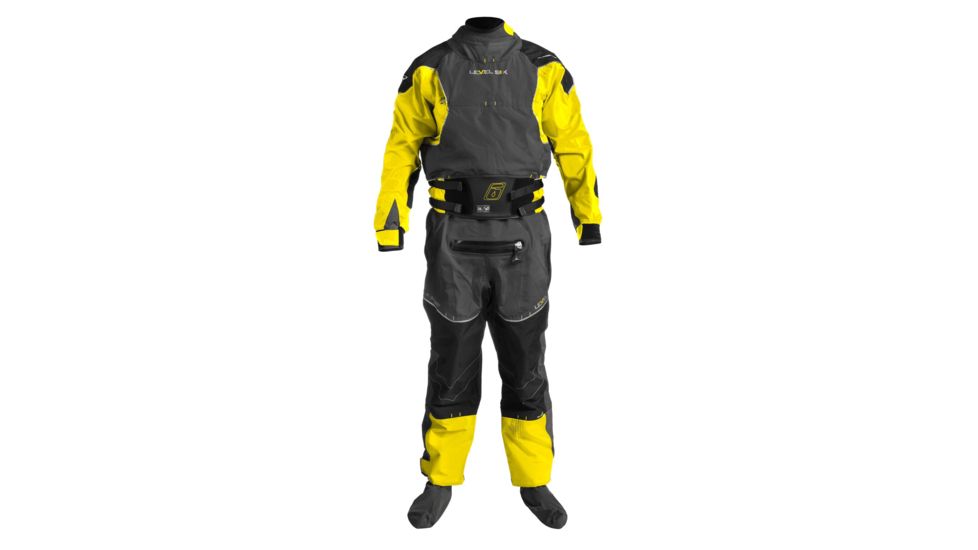 Level Six Mens Emperor 3 Layer Drysuit, Bright Yellow/Charcoal, Extra Small, GMT-EMPE-BY-XS
