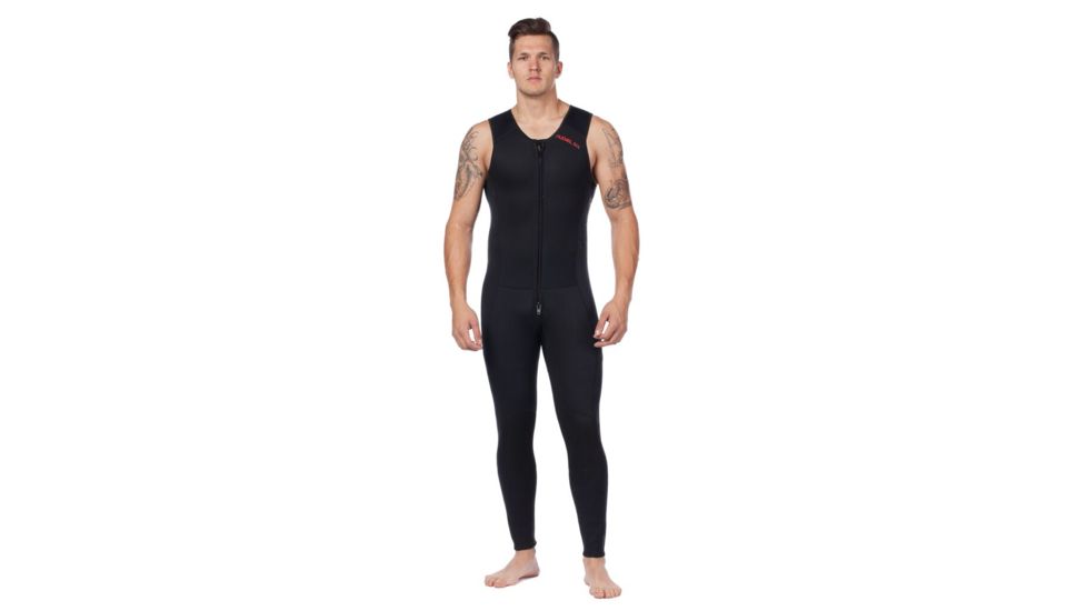 Level Six Mens Farmer John Front Zip Wetsuit, Black, Extra Small, GMT-JOHN-BK-XS