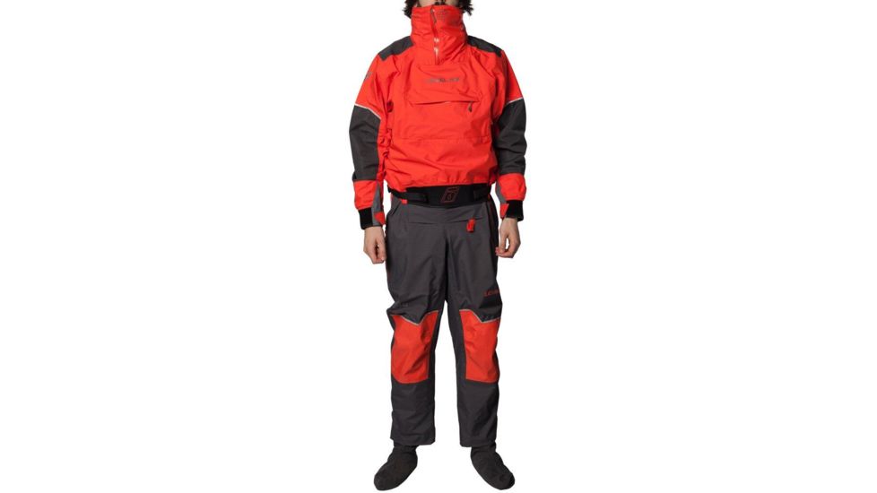 Level Six Mens Fjord 2.5 Layer Drysuit, Blaze Red/Charcoal, Large, GMT-FJOR-BZ-L