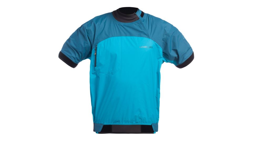 Level Six Mens Huron 2.5 Layer Short Sleeve Semi Dry Top, Grotto Blue, Extra Small, GMT-HURO-GR-XS