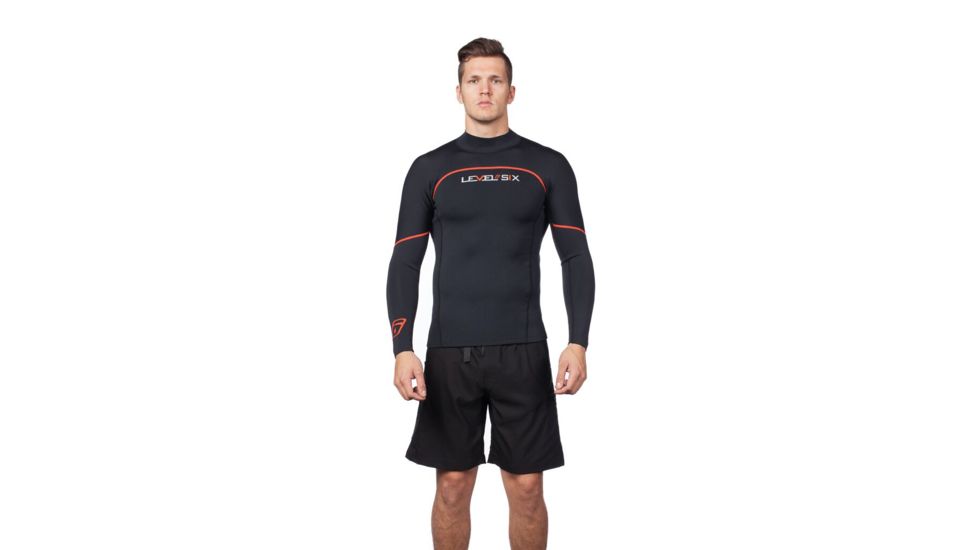 Level Six Mens Jericho Long Sleeve Neoprene Rashguard, Black, Small, GMT-LSJE-BK-S