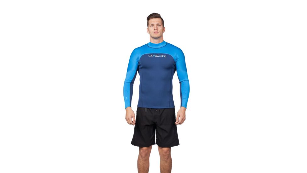Level Six Mens Jericho Long Sleeve Neoprene Rashguard, Lake Blue, Small, GMT-LSJE-LA-S