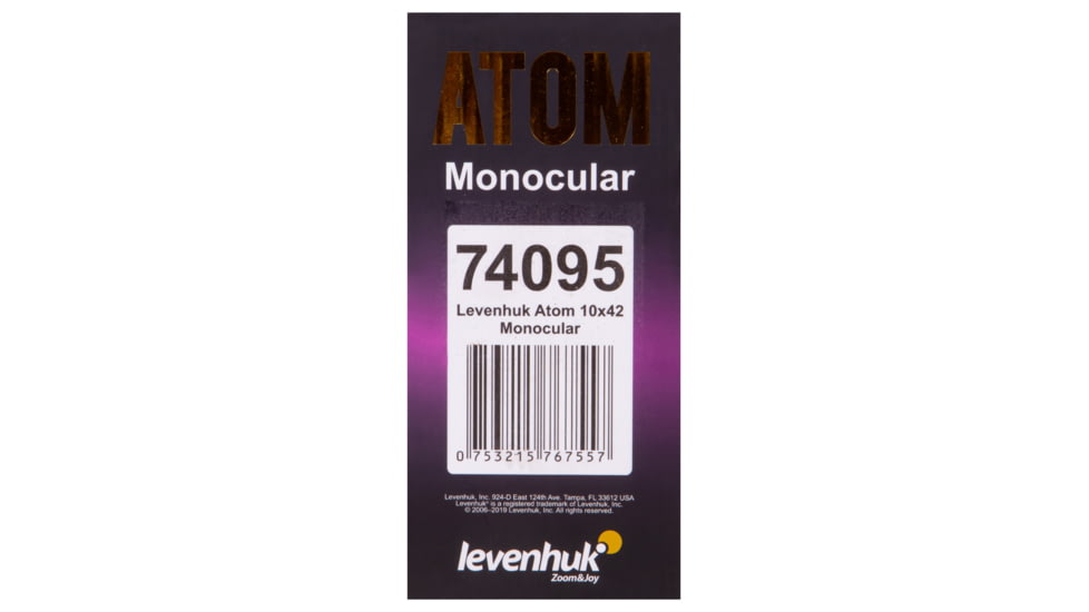 Levenhuk Atom 10x42 Monocular, Black, Small, 74095