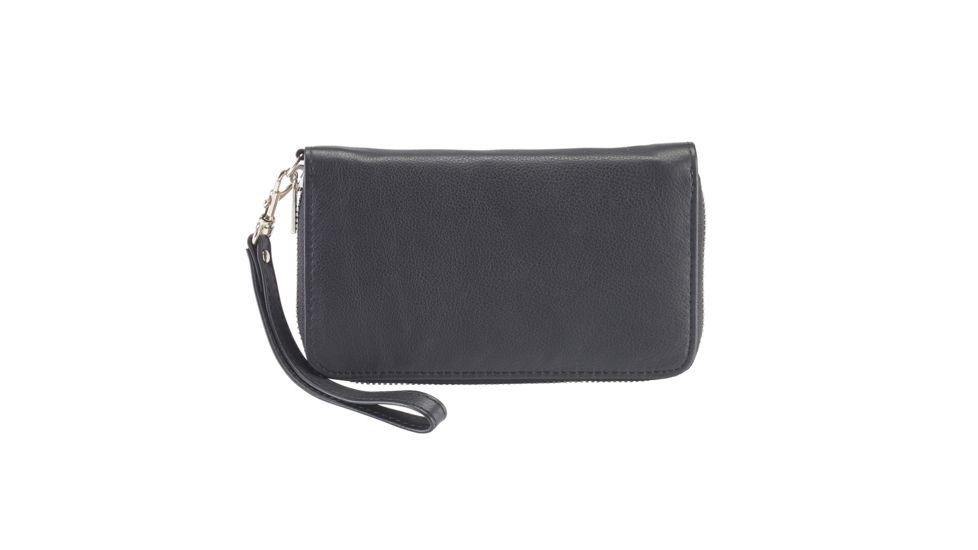 Lewis N Clark Fine Leather RFID-Blocking Wristlet Bag, Black, 7051BLK