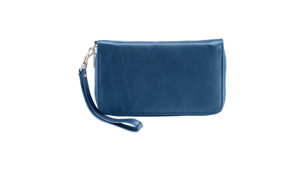 Lewis N Clark Fine Leather RFID-Blocking Wristlet Bag, Blue, 7051BLU