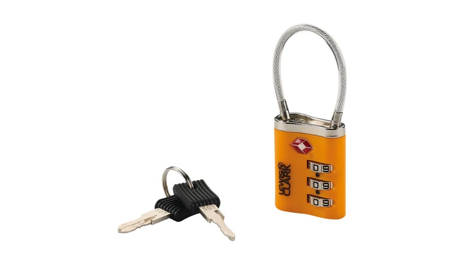 Lewis N Clark Travel Sentry Combo Lock with Keys, Orange TSA44ONG