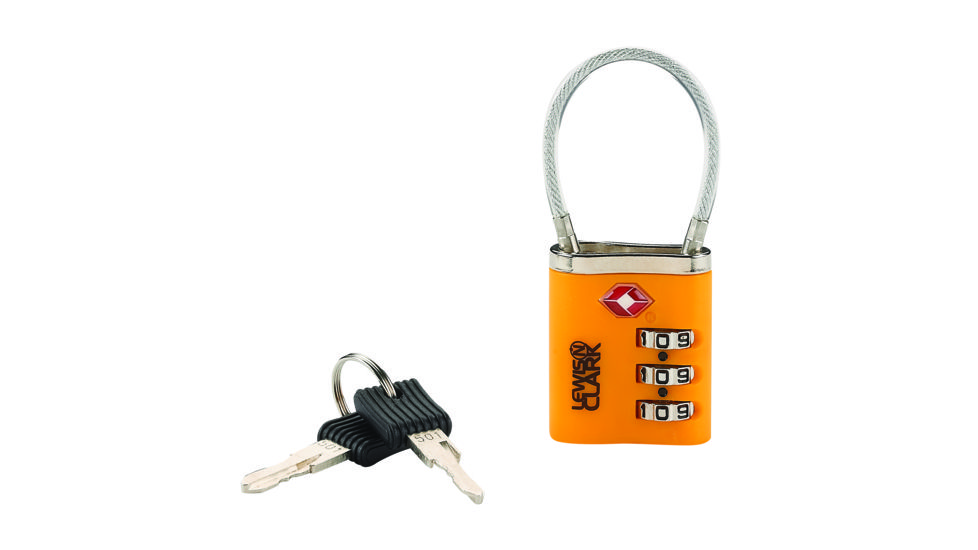 Lewis N Clark Travel Sentry Combo Lock with Keys, Orange TSA44ONG