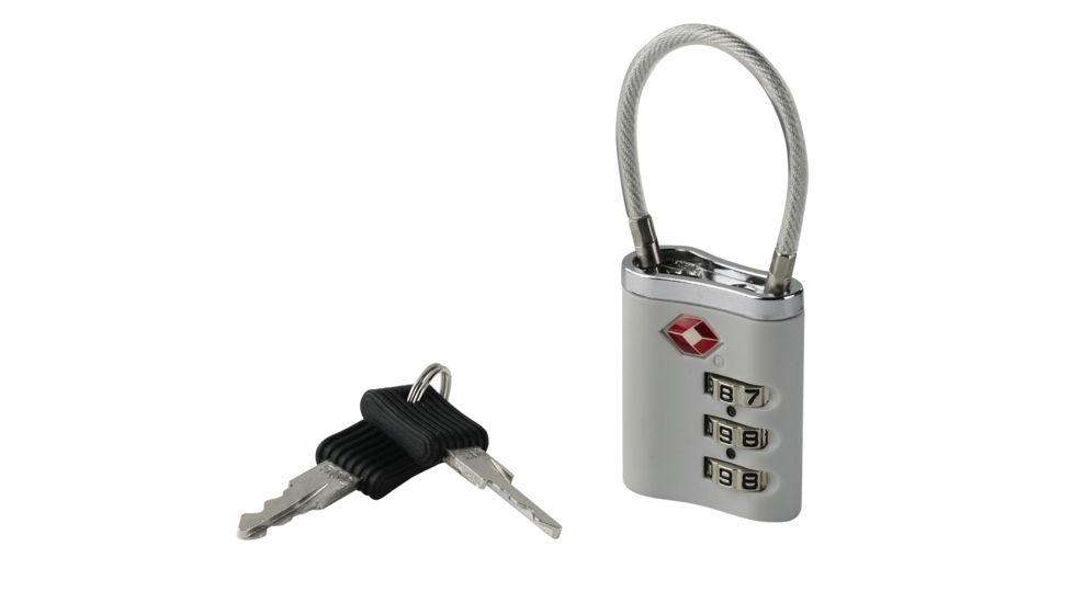 Lewis N Clark Travel Sentry Combo Lock with Keys, Silver TSA44