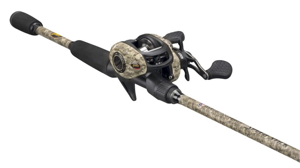 Lews American Hero Camo Baitcast Combo, 7 ft, Medium Heavy, Left, AHC1SHL70MH